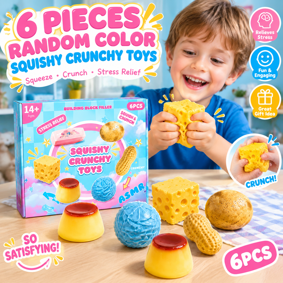 6-Piece Crunchy ASMR Squishies 📦 Free Shipping