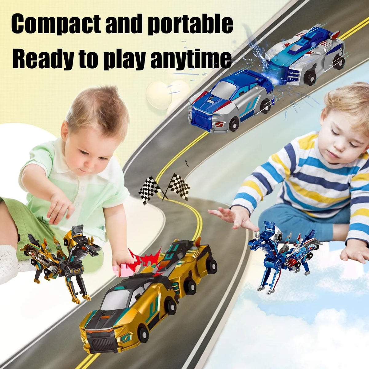 Christmas Special ✨ 2-in-1 Transforming Dragon Car Toy with Collision Action