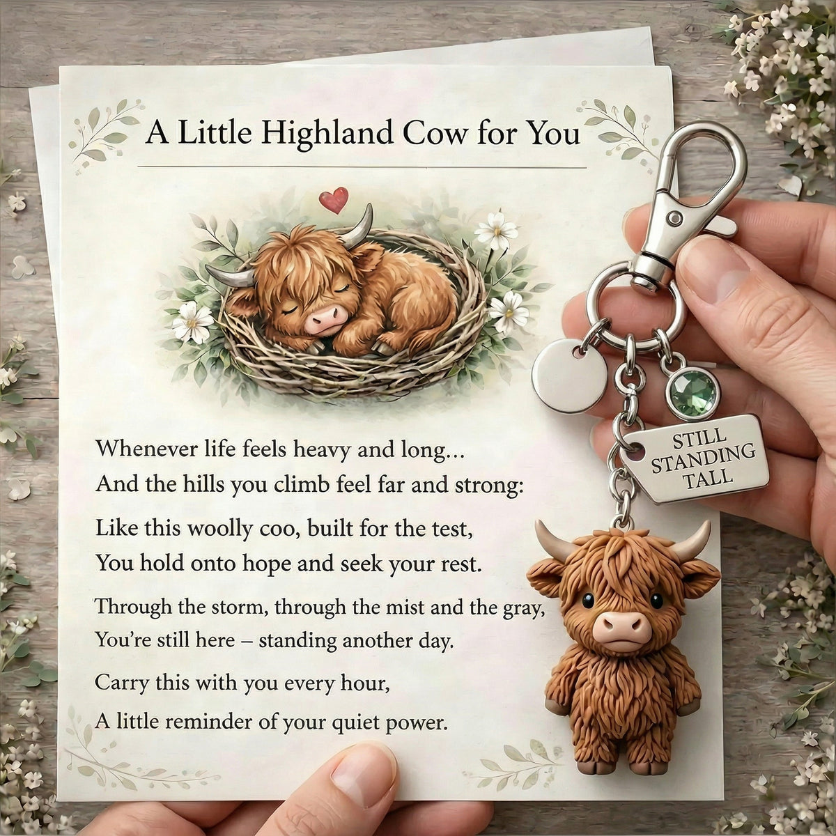 🐮A Little Highland Cow For You Keychain: Your Daily Reminder of Quiet Strength