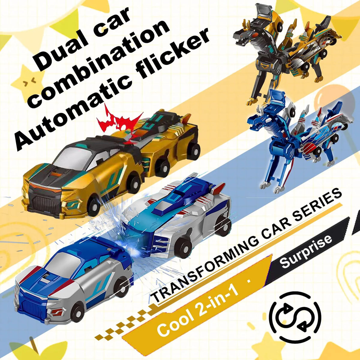 Christmas Special ✨ 2-in-1 Transforming Dragon Car Toy with Collision Action