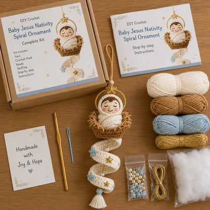 🔥Last Day 50% OFF -✝️DIY Crochet Blessed Mother Spiral Hanging Ornament Kit