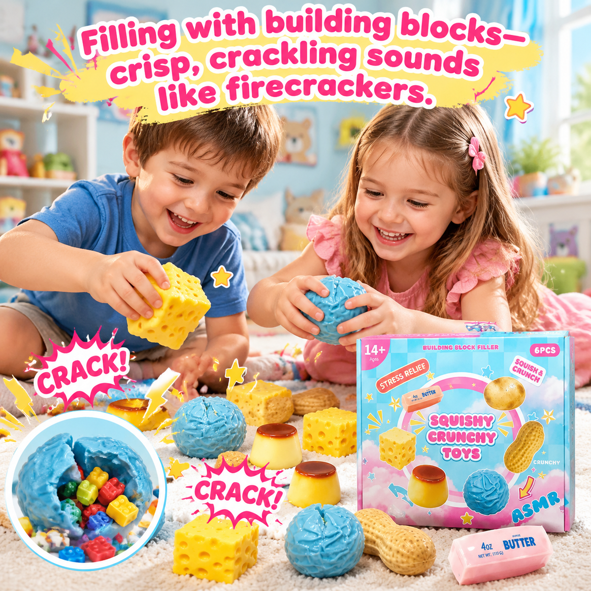 6-Piece Crunchy ASMR Squishies 📦 Free Shipping