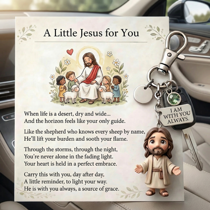 "A Little Jesus for You" - Comforting Pocket Reminder Keychain & Poem Card Gift Set 🌟🙏