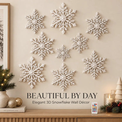❄️ LED Snowflake Wall Lights | 🎄3D Christmas Snowflake Decor with blue-white lighting, remote control & magical indoor holiday atmosphere ✨
