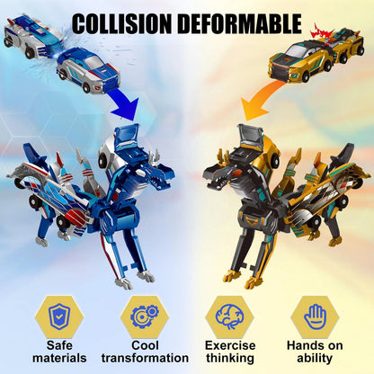 Christmas Special ✨ 2-in-1 Transforming Dragon Car Toy with Collision Action