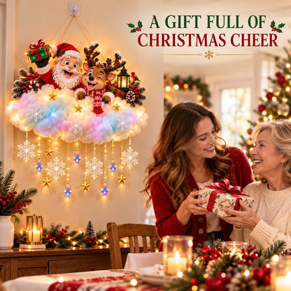 🎁Last Day 49% OFF - ✨🎅 Santa & Reindeer Cloud Christmas Wall Light☁️