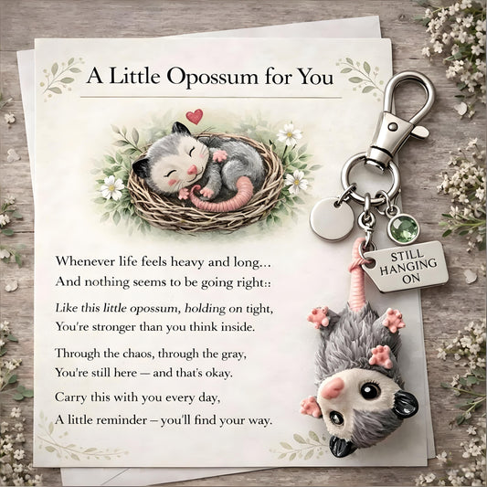 A Little Opossum for You - "Still Hanging On" Keychain & Sentiment Card Set